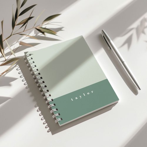 Mint Color Block Custom Name Notebook