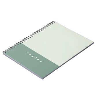 Mint Color Block Custom Name Notebook | Zazzle