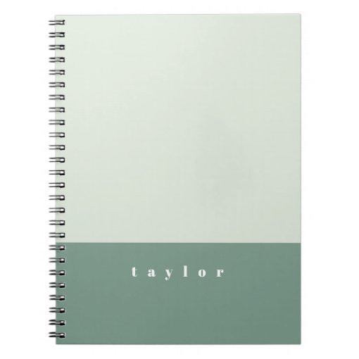Mint Color Block Custom Name Notebook | Zazzle