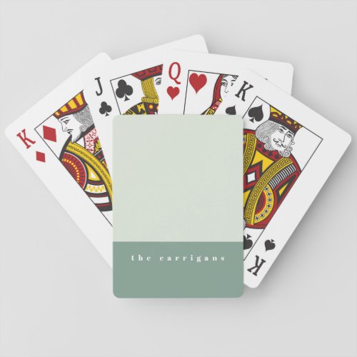 Mint Color Block Personalized Poker Cards