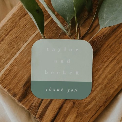 Mint Color Block Personalized Thank You Sticker
