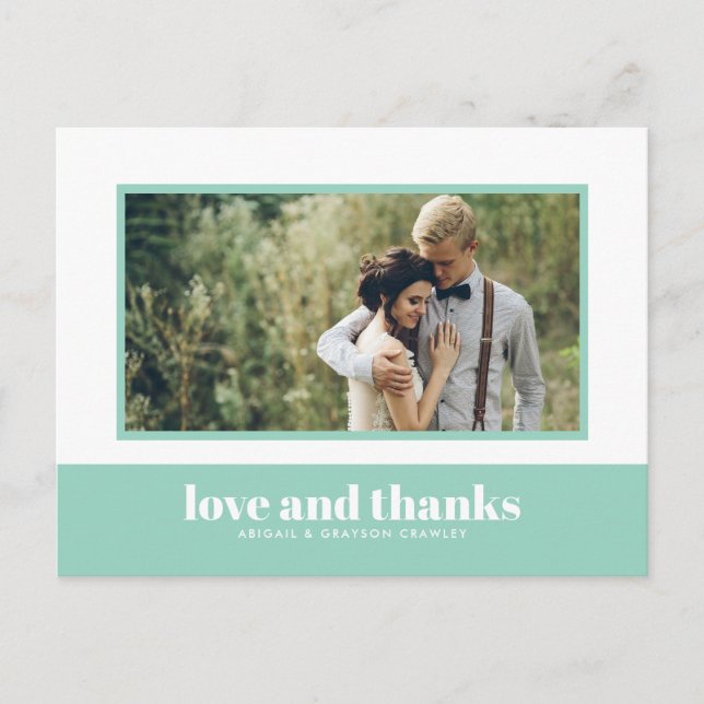Mint Color Block Photo Thank You Postcard (Front)