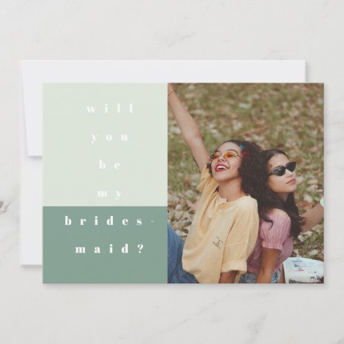 Mint Color Block Photo Will You Be My Bridesmaid Save The Date