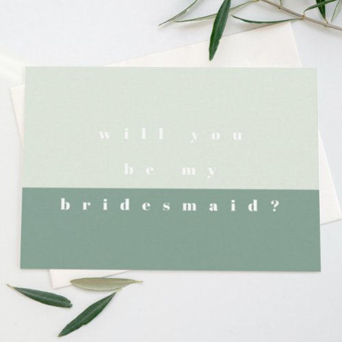 Mint Color Block Will You Be My Bridesmaid Cards