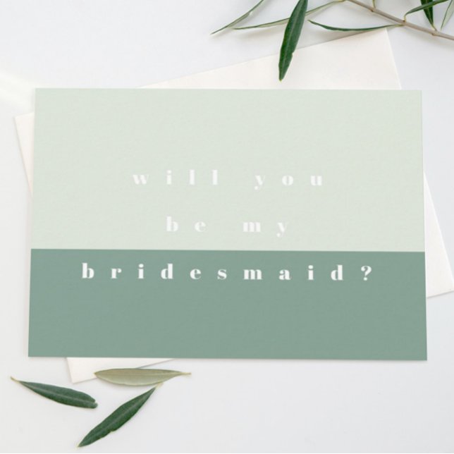 Mint Color Block Will You Be My Bridesmaid Cards (Creator Uploaded)