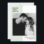 Mint Color Block with Modern Typography Photo Save The Date<br><div class="desc">Mint Color Block with Modern Typography Photo Save the Date Announcement. Customizable save the date featuring modern typography with mint and white color block background. This modern save the date is perfect for any wedding theme. Other colors are available.</div>