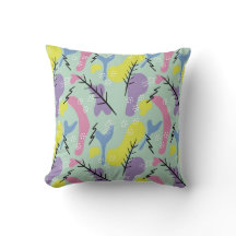 Mint Colorful Abstract Shapes Throw Pillow