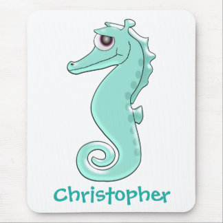 Mint Coloured Seahorse Just Add Name Mouse Pad
