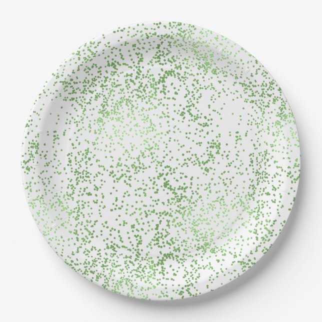 Mint Confetti Dots Birthday Paper Plates (Front)