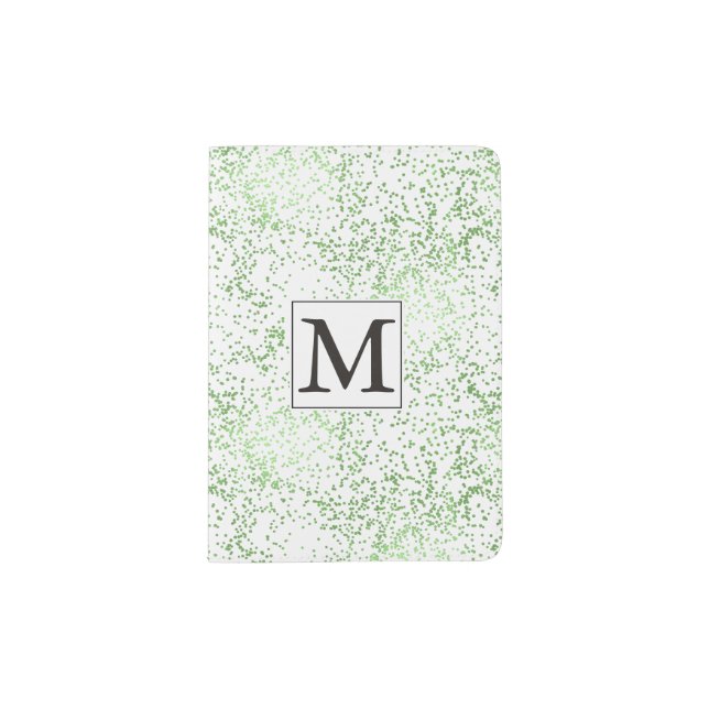 Mint Confetti Dots Monogram Passport Holder (Front)