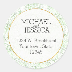Mint Confetti Dots Personalized name and address Classic Round Sticker