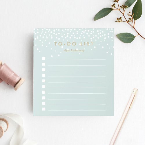 Mint  Confetti Dots Personalized To_Do List Notepad