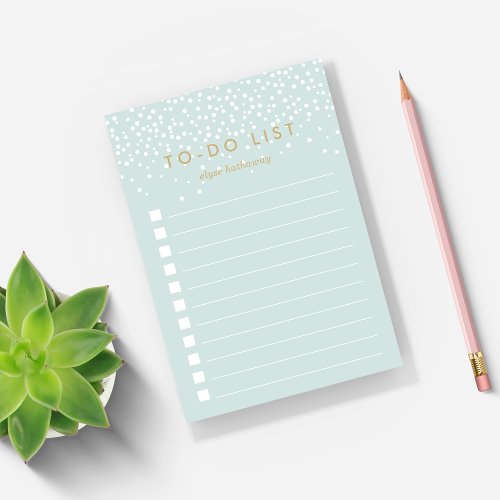 Mint  Confetti Dots Personalized To_Do List Post_it Notes