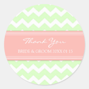 Mint Coral Chevron Thank You Wedding Favor Tags