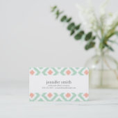 Mint Coral Diamonds Ikat Pattern Calling Card (Standing Front)