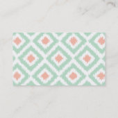 Mint Coral Diamonds Ikat Pattern Calling Card (Back)