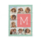 Mint Coral Square 8 Photo Collage Monogram