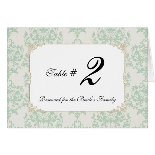 Mint Cottage Chic Wedding Table Number