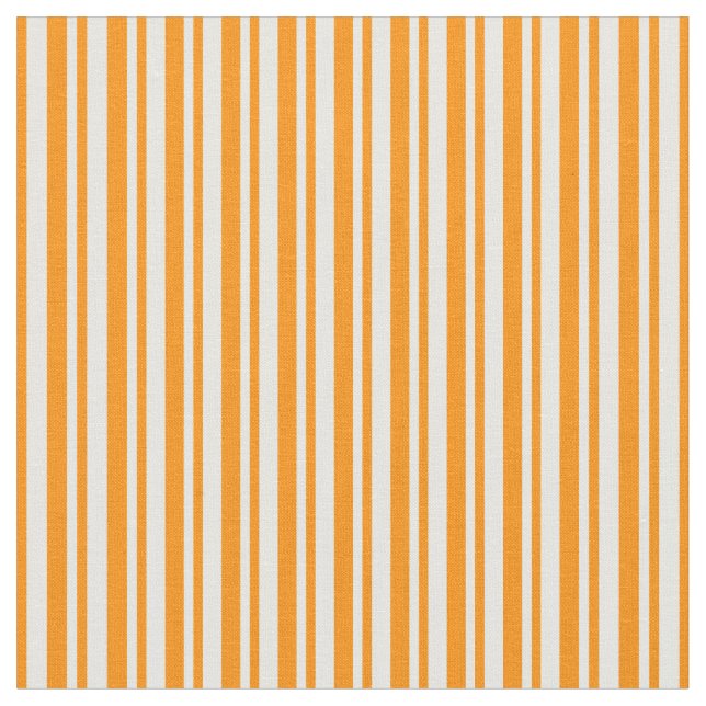 Mint Cream and Dark Orange Stripes Fabric (Close Up)