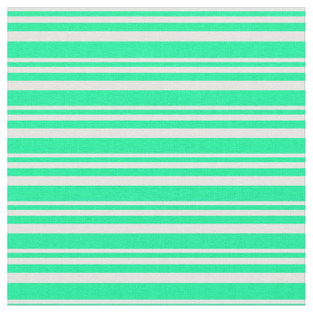 Mint Cream and Green Colored Lines Fabric (Close Up)