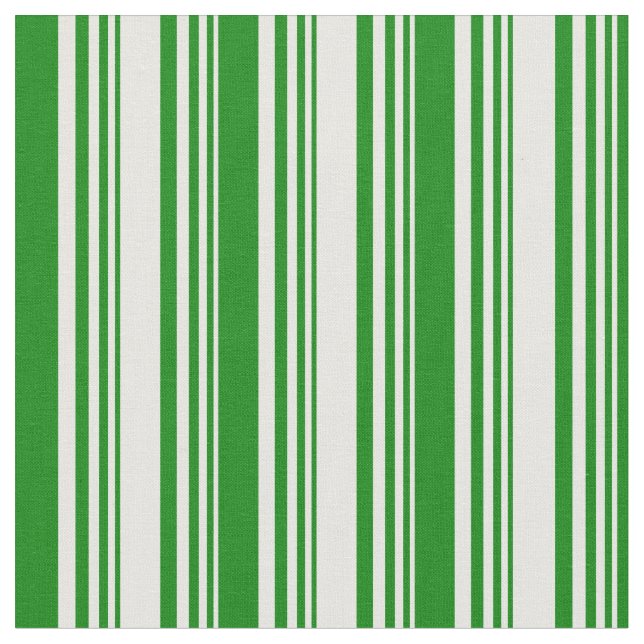 Mint Cream and Green Stripes Pattern Fabric (Close Up)