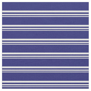 Mint Cream and Midnight Blue Lined Pattern Fabric
