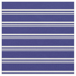 Mint Cream and Midnight Blue Lined Pattern Fabric