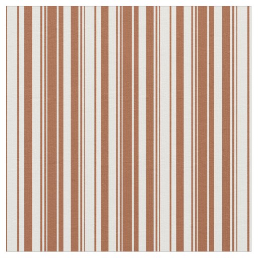 Mint Cream and Sienna Stripes Pattern Fabric