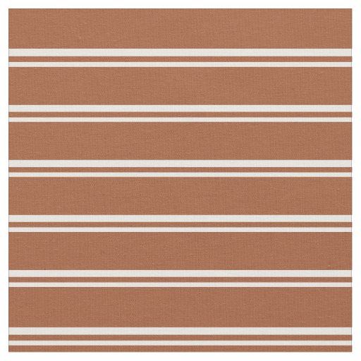 Mint Cream and Sienna Stripes Pattern Fabric