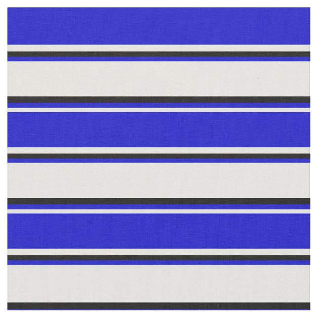 Mint Cream, Blue & Black Colored Stripes Fabric (Close Up)