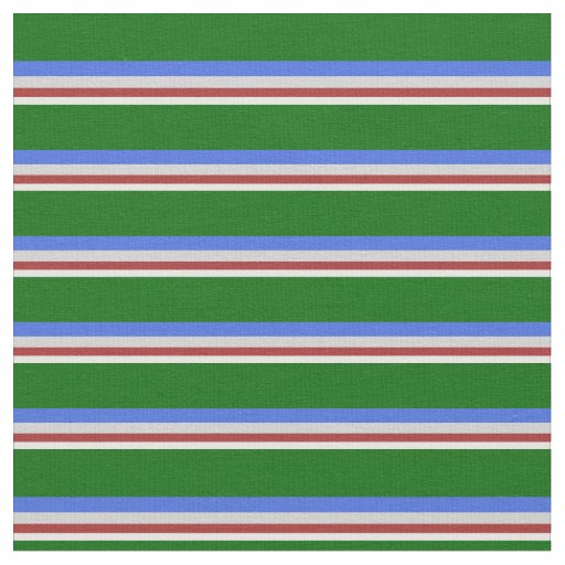 Mint Cream, Brown, Light Gray, Royal Blue & Green Fabric