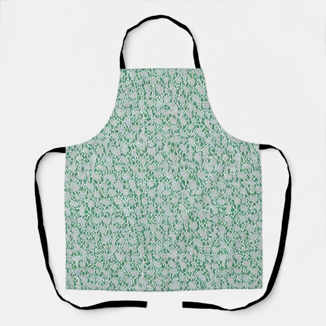 mint cream celadon light green blue gray apron (Front)