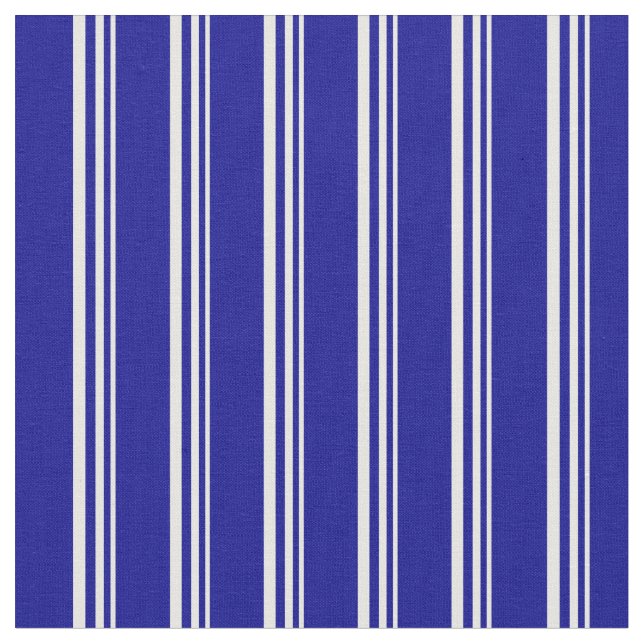 Mint Cream & Dark Blue Stripes Pattern Fabric (Close Up)