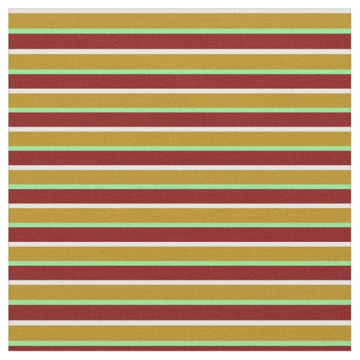 Mint Cream, Dark Goldenrod, Green & Maroon Lines Fabric