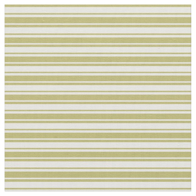 Mint Cream & Dark Khaki Pattern of Stripes Fabric (Close Up)