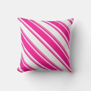 Mint Cream, Deep Pink & Hot Pink Lines Pillow