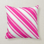 [ Thumbnail: Mint Cream, Deep Pink & Hot Pink Lines Pillow ]