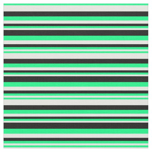 Mint Cream, Green & Black Lines/Stripes Pattern Fabric
