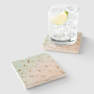 Mint Cream Ombre Tropical Gold Palm Trees     Stone Coaster