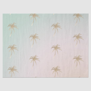 Mint Cream Ombre Tropical Gold Palm Trees Tissue Paper