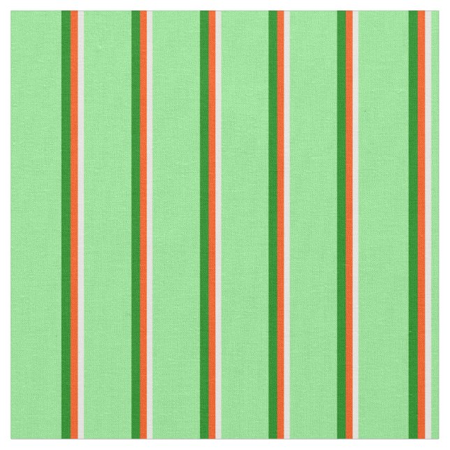 Mint Cream, Red, Green, and Light Green Lines Fabric (Close Up)