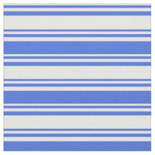 Mint Cream & Royal Blue Colored Lines Pattern Fabric
