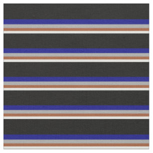 Mint Cream, Sienna, Dark Gray, Blue & Black Lines Fabric