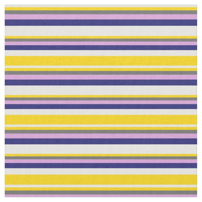 Mint Cream, Yellow, Dim Gray, Plum & Midnight Blue Fabric (Close Up)