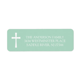 Mint Cross First Holy Communion Return Address Label
