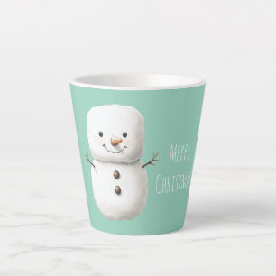 Mint Cute Christmas Snowman Latte Mug