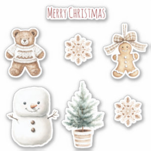 Mint Cute Christmas Snowman Sticker
