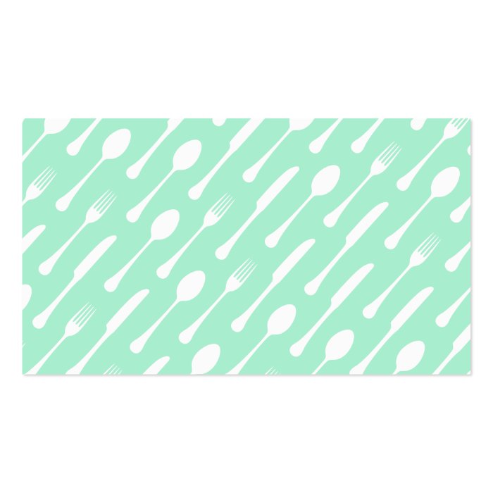 Mint cutlery pattern chef catering professional business card template