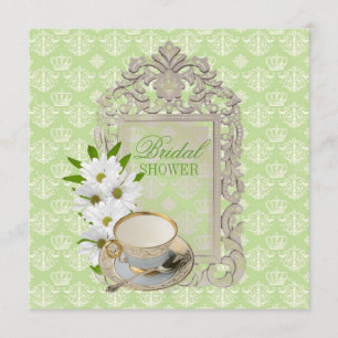 mint daisy Bridal Shower Tea Party Invitation