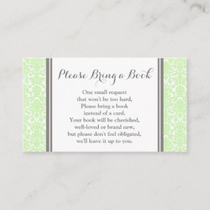 Mint Damask Baby Shower Book Request Card